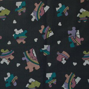 Vintage Unknown Brand Rainbow Puzzle Piece Print Corduroy Fabric